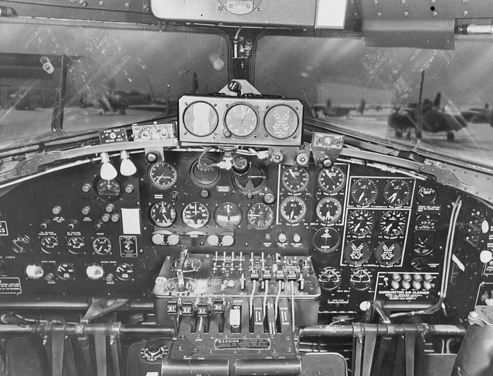 The Boeing B-17 cockpit, the aircraft whose accidents Paul Fitts analysed in his foundational human-factors work